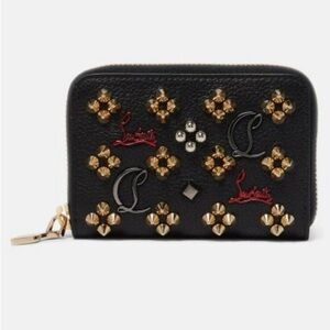 Authentic Christian Louboutin Women's Black Panettone Studded Wallet